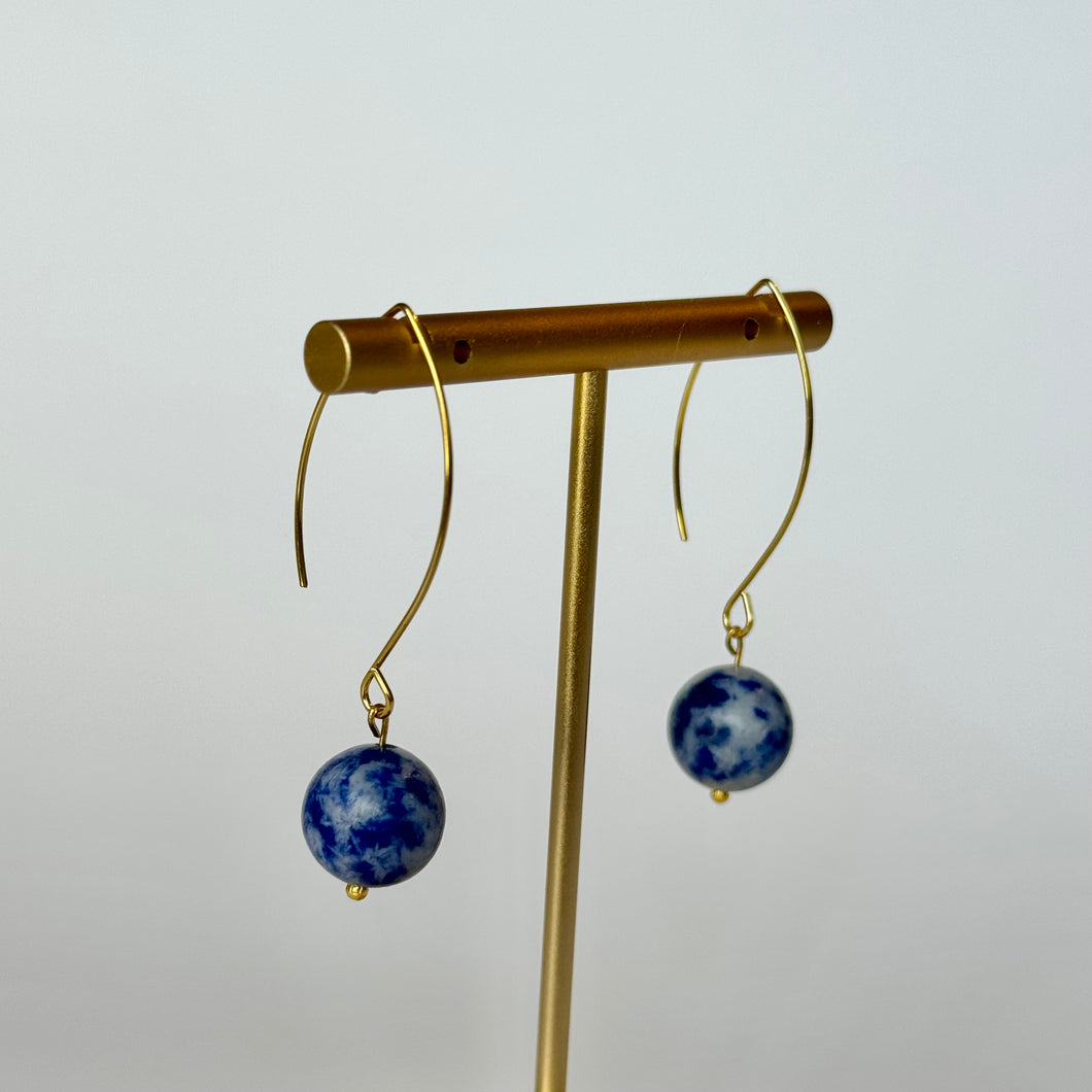 Sodalite Crystal Gold Earrings