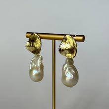 Load image into Gallery viewer, Large Baroque Pearl Gold Earrings
